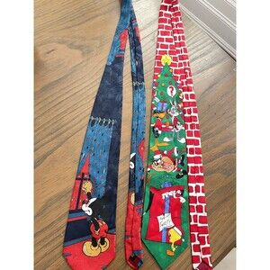 Vintage Disney and Looney Tunes Christmas Ties - Set of 2 (1990s)
